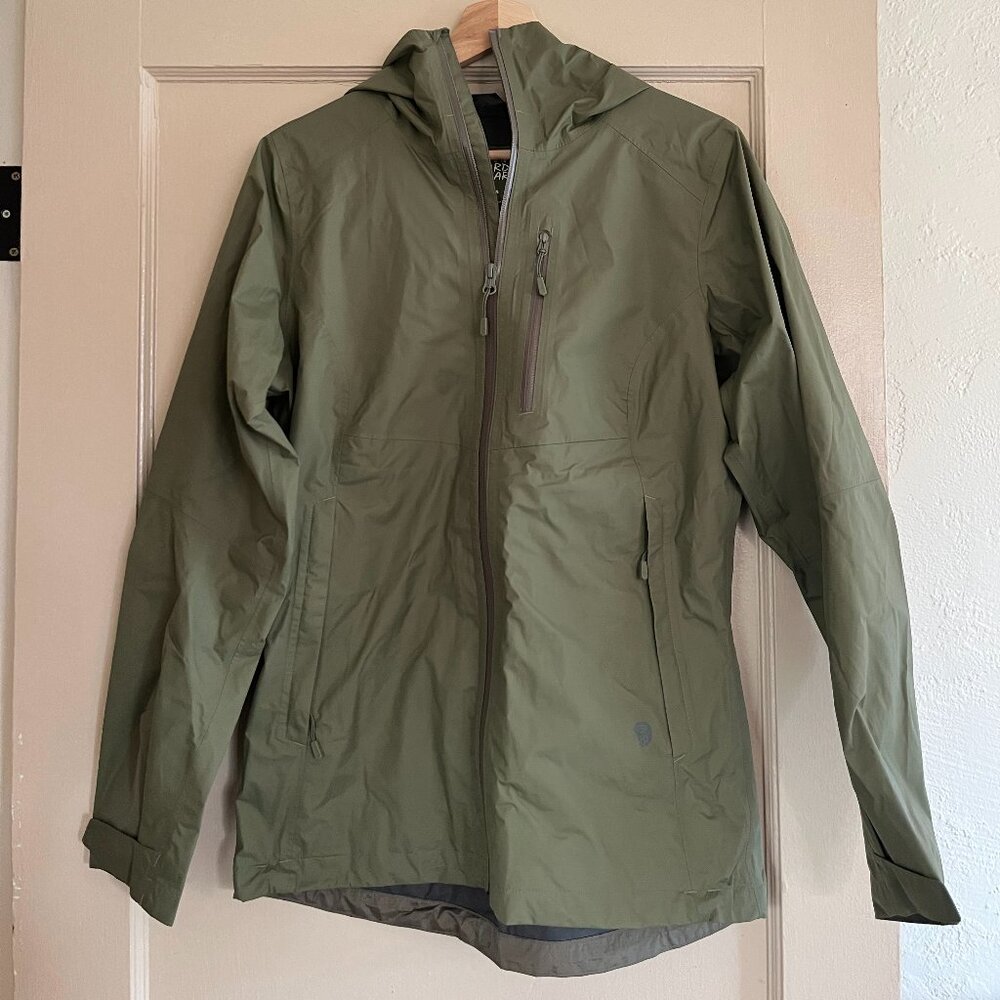 Mountain Hardwear Olive Green Hooded Rain Jacket